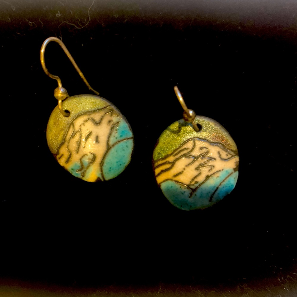 Mountain Wood Carved Earrings